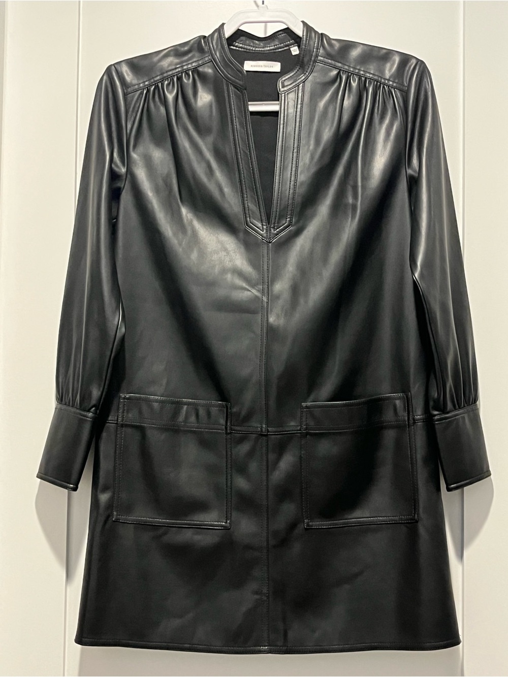 Rebecca Taylor Black Vegan Leather Tunic Dress